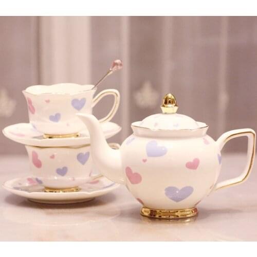 European Coffee Cup Set Bone China English Afternoon Porcelain Tea Party Set Cups And Saucers Romantic Love Phnom Penh Gifts