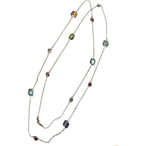 Funmode Simple Design Charm Multicolor CZ Sweater LInk Chain Necklace For Women Accessories Jewelry mujer Wholesale FN255