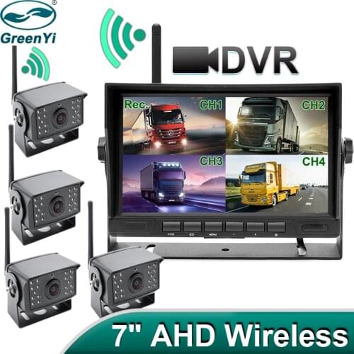 GreenYi 7 inch Wireless Truck DVR IPS Monitor With AHD 1280*720P Night Vision High Definition Wifi Camera Support SD card