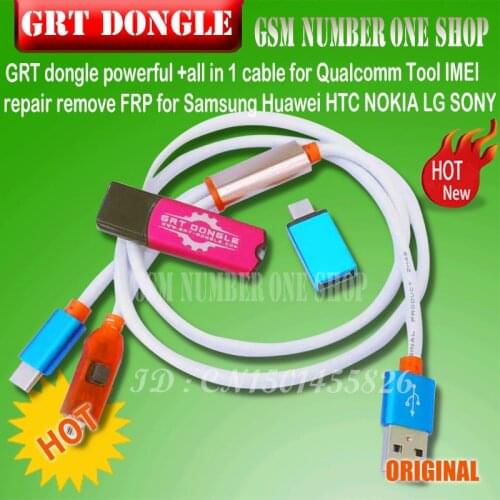 GRT dongle powerful grt dongle key +all in 1 cable for Qualcomm Tool IMEI repair remove FRP for Samsung Huawei HTC NOKIA LG SONY