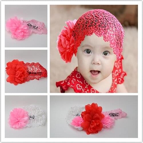 Korean Baby Girls Lace Hair Band Accessories Toddler Girl 3 Colors Headband Newborn Children Kids Lace Large Flowers Headwear
