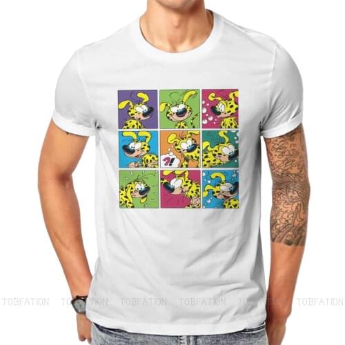 Gaston Lagaffe Comics Crewneck TShirts Marsupilami Squares Distinctive Mens T Shirt Funny Clothing 6XL