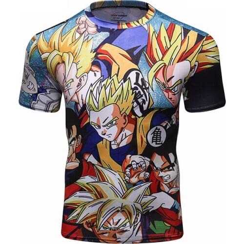 Dragon-Ball Compression Shirt Men Running Gym Fitness T Shirt Short Sleeve Anime Goku Costume Tshirt Bodybuilding Workout Shirts