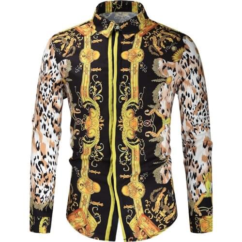 Fashion Leopard Print Shirt Men 2021 Luxury Brand Slim Fit Long Sleeve Shirts for Men Party Prom Wedding Dress Shirts Camisas