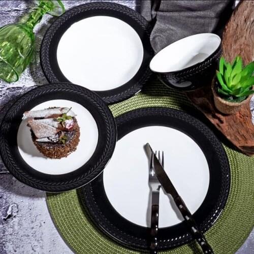 Dinnerware Black Red Purple Wheat 24 pcs Dish Set, Dinner Plates, Plates and Bowls Sets, Dishes Dinnerware Sets