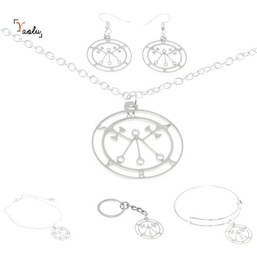 Sceal Sigil of Marbas Jewelry set Satan Seal Lucifer sigil of demons Charm Necklace Bangle Kerying Earring Ankle