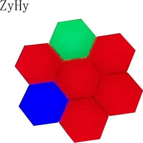 New LED White RGB Quantum Lamp Modular Touch Induction Lighting LED Hexagonal Light Night Magnetic Creative Decorative Wall Lamp