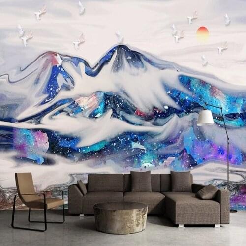 Custom Mural Wallpaper Modern Abstract 3D Snow Mountain Landscape Wall Painting Living Room TV Sofa Bedroom Home Decor Wallpaper
