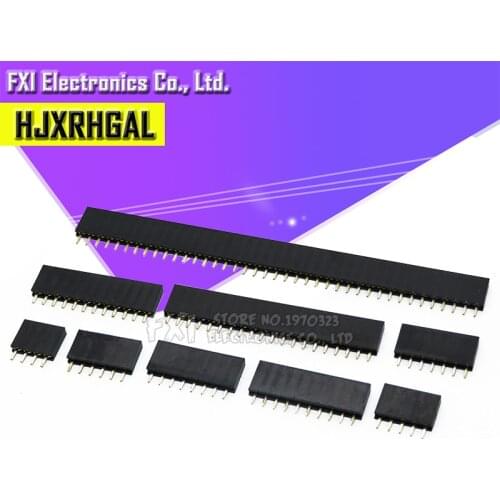 10PCS 2.54MM pitch single row female pin socket 2/3/4/5/6/7/8/9/10/11/12/13/14/40Pin PCB Connector Single Row Mother For arduino