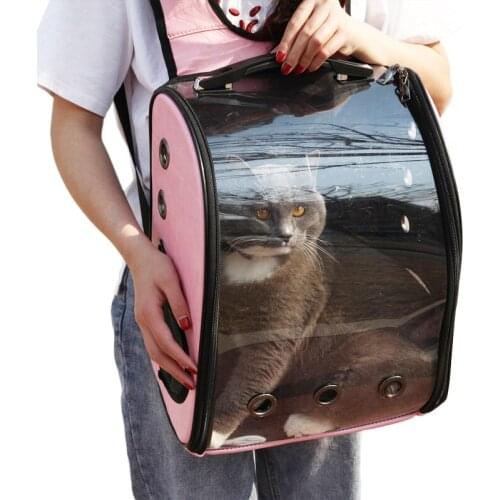 Pet backpack travel portable space capsule ventilation window cat carrying dog bag pet product PU dog bag cat carrier