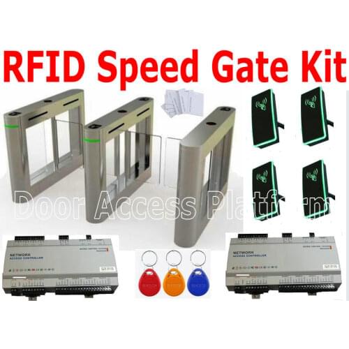 RFID Access Reader+PC Software with 3 pcs Speed Gate Standard Turnstile Infrared sensor Sliding gates Pass Direction Web server