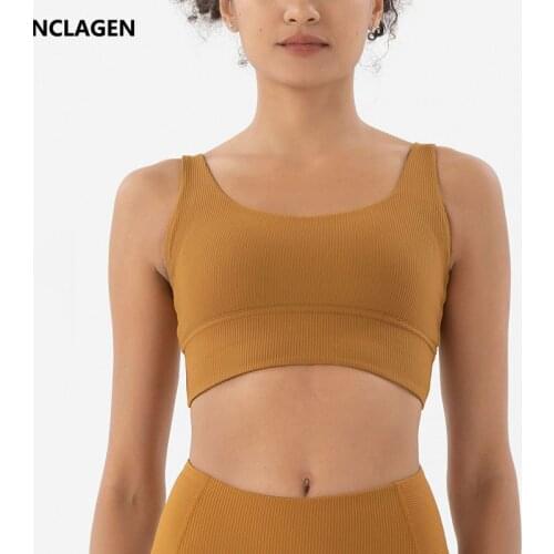 NCLAGEN Sports Bra High Impact Yoga Blouse Push-up Crop Top Women Gym Underwear Fitness Vest Shockproof Exercise Workout Tank