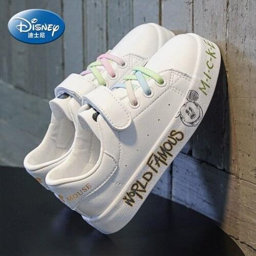 Disney childrens shoes cartoon Mickey boy casual shoes spring and autumn new soft bottom breathable girl white sneakers