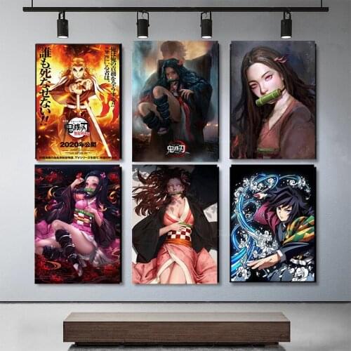 Japanese Anime Demon Slayer Canvas Printing Poster and Prints Wall Art Pictures Home Decoration Boy Bedroom Cuadros