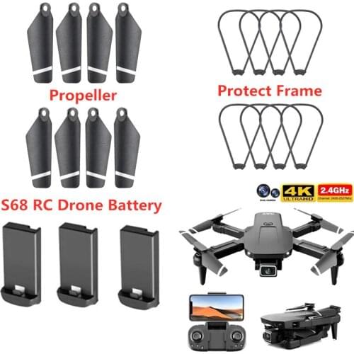 S68PRO S68 4K Camera RC Drone Spare Parts 3.7V 650mAh Battery/Propeller/Protecto S68 RC Drone Accessories S68 Blades s68 Battery