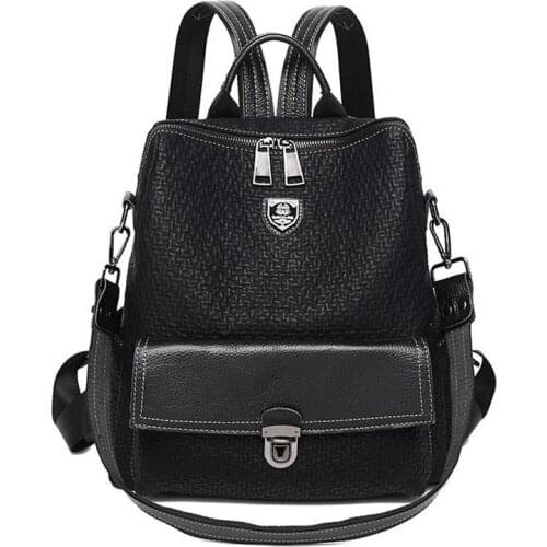 Real Cowhide Backpack Women 2021 New Trendy Fashion ladies backpack famous brand lock large capacity shoulder bag handbag