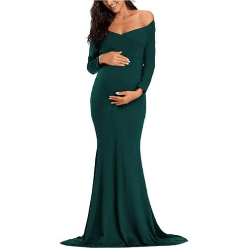 Womens Mercerized Cotton Pregnant Dress Yellow Sexy V-neck Long Dress Black Photography Dress Maternity Dresses for Photo Shoot