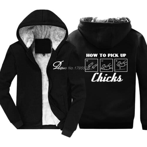 Winter Fashion Hoodie How To Pick Up Chicks Funny Humour Girls Nerd Mens Thicken Sweatshirt Hip Hop Jacket Tops Harajuku