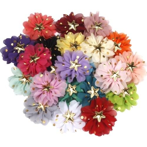 12PCS 2.8inch Smoot Chiffon Flower Cluster No Hair clips Hair Accessories for Girls Hair Bows Baby Kids hair Accessories