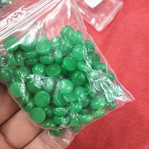 10pcs green jade stone cabochons no hole size 8mm diy beads accessories jewelry findings parts good selling for seasons round