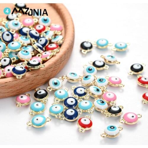 20pcs/lot Alloy Evil Eye Mixed Color Enamel Charm Handmade Craft Pendant Making For Jewelry Necklace Accessories Wholesale