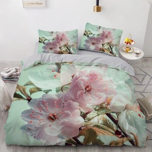 3D Bedding Sets Black Duvet Quilt Cover Set Comforter Bed Linen Pillowcase King Queen 265x230cm Flower Design Printed
