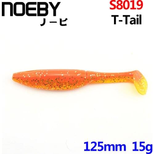 NOEBY 4pcs/lot Soft Lure 125mm/15g Handmade Soft Fish Fishing Lure Fatty Manual Silicone Bass T-Tail Swimbait Fishing Tackle