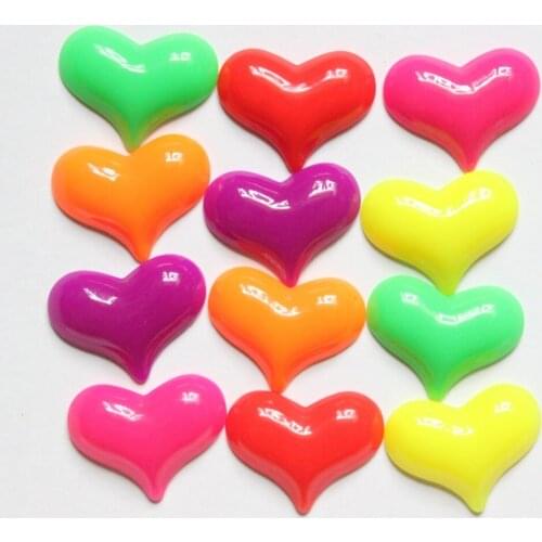 50pcs/lot DIY resin cabochons accessories flat back resin heart mix colors 30*25mm