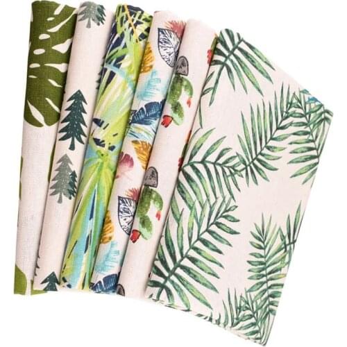 6Design Green series Printed Cotton Linen Fabric For Sewing DIY Quiltin Sofa Table Cloth Furniture Cover Tissue Cushion Material