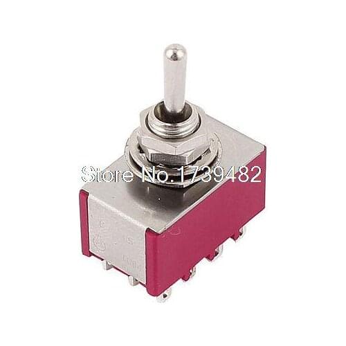 AC 250V/120V 2A/5A 4PDT ON/OFF/ON 3 Positions 12 Pin Electric Toggle Switch Red