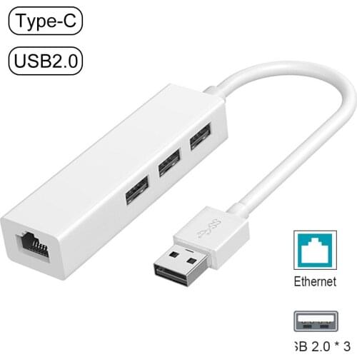 USB-C Ethernet USB to RJ45 Lan Network Card 10/100 Mbps Ethernet Adapter for Mac iOS Laptop PC Windows RTL8152 USB2.0 Type C Hub