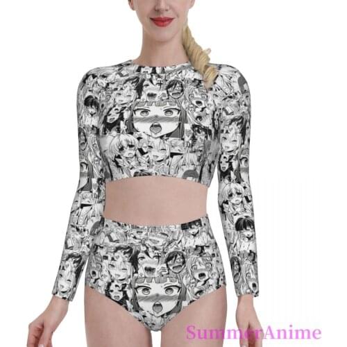 Bikinis Sexy Girl sexy 2021 Women Long Sleeve Swimsuit high Waist swimsuit separate Anime Comic bathing suit SwimSuit