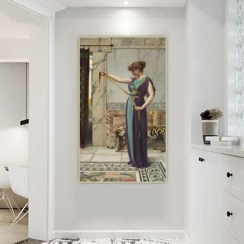 Citon John William Godward《Ready To Pompeian Bath》Canvas Art Oil Painting Artwork Poster Picture Wall Decor Home Decoration