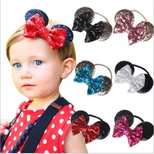 2017 New Mouse bowknot gift children kids baby girls hair accessories hair bands headwear bow nylon tiara Girl Headband