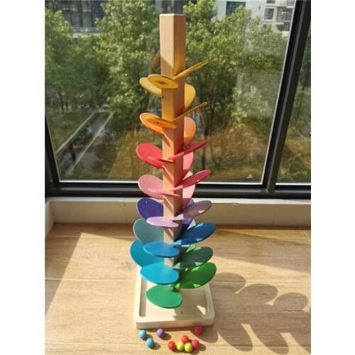 Children Rainbow Blocks Music Wooden Trees Marble Runs Montessori Sensory Block Birthday Gift