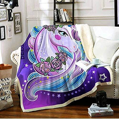 Kids Throw Blankets Unicorn Sherpa Fleece Blanket for Girls,Soft Worm Plush Blanket Kids Adults Nap Blanket Toddler for Crib