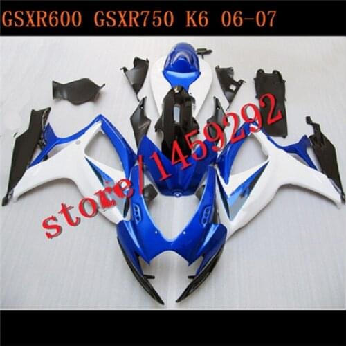 For Suzuki GSX R600 R750 K6 2006 2007 blue white Black Motorcycle Body Fairing Kit