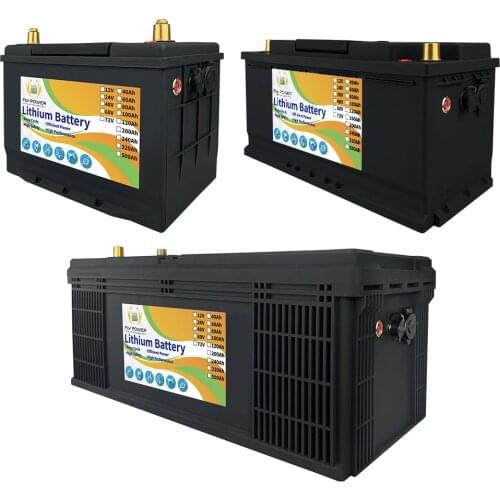 FLYPOWER 12V 40Ah 60Ah 80Ah 100Ah 120Ah LiFePO4 Iron Phosphate Energy Battery Pack With BMS For Golf Cart RV Campers Off-Road