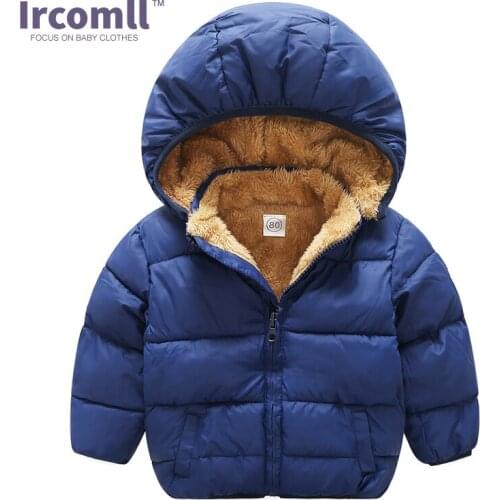 Ircomll Plush Warm Thinck Coat Children Clothes Baby Toddler Girls Winter Hooded Outerwear Down Jacket For Boys Girls