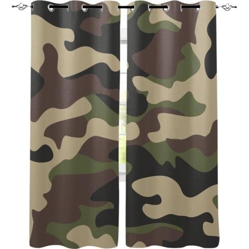 Camouflage Green Brown Geometric Luxury Home Curtains Home Supplies Living Room Bedroom Custom Curtains