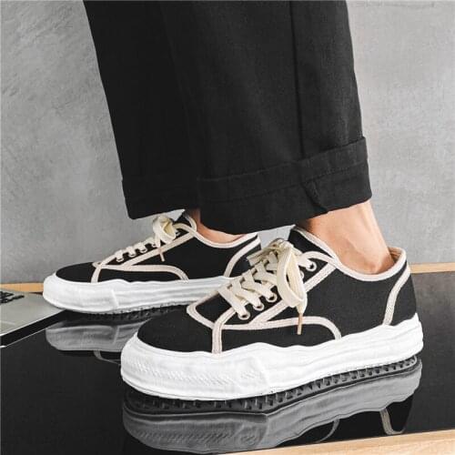 Men Vulcanize Shoes Solid Color Canvas New Fashion Comfort Sports Shoes Casual Breathable Lightweight Flat Male Outdoor Sneakers