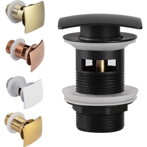Square Brass Bathroom Washbasin Pop Up Drain Stopper Bathroom Sink Accessories Matt Black/Chrome