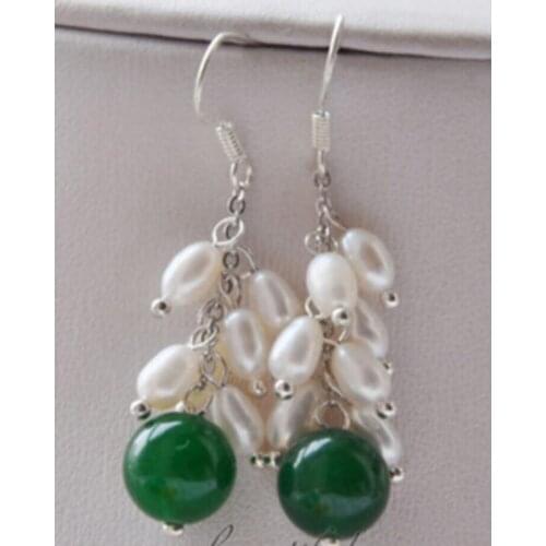 Hot Sell WOW 10mm green white pearl Grapes Shaped Earring- Silver Hook