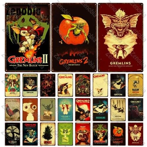 Metal Sign Wall Decor Famous Movie Metal Poster Gremlins Vintage Plaque Wall Stickers Home Decoration Bar Pub Club Retro Plates