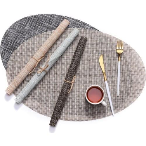 Ellipse Plastic Placemats Round Table Coaster Set Waterproof PVC Pad Mat Kitchen Accessories Decoration Home Restaurant Tablemat