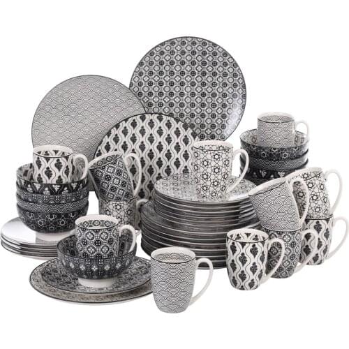 48-Pieces Porcelain Hand Painted Japanese Style Dinnerware Set with 12*Dinner Plate,Dessert Plate,Bowl,Mug Set