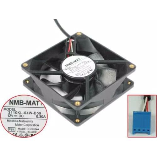 NMB-MAT 3110KL-04W-B59 P64 DC 12V 0.30A 3-Wire 80x80x25mm Server Cooling Fan