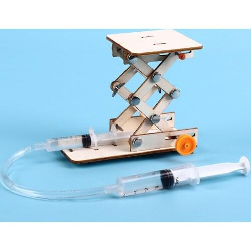 New creative diy hydraulic elevator science small production puzzle assembling lifting platform model puzzle