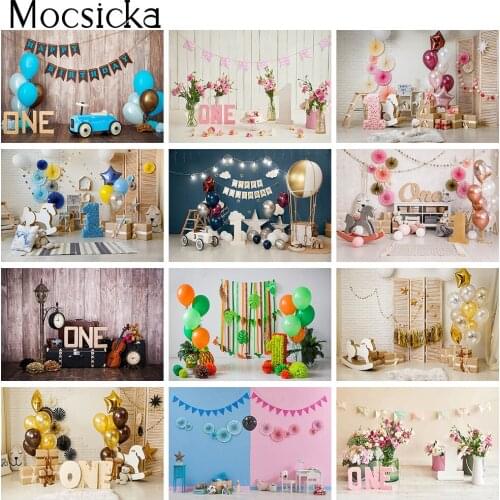 Newborn Baby One Birthday Portrait Backdrop Balloons Photoshoot Children Cake Smash Photography Background for Photo Studio