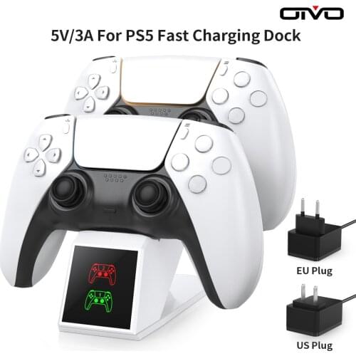 For PS5 Controller Charger Stand EU/US Plug PS5 Gamepad Charging Dock Station with LED Indicater for PlayStation 5 Controllers
